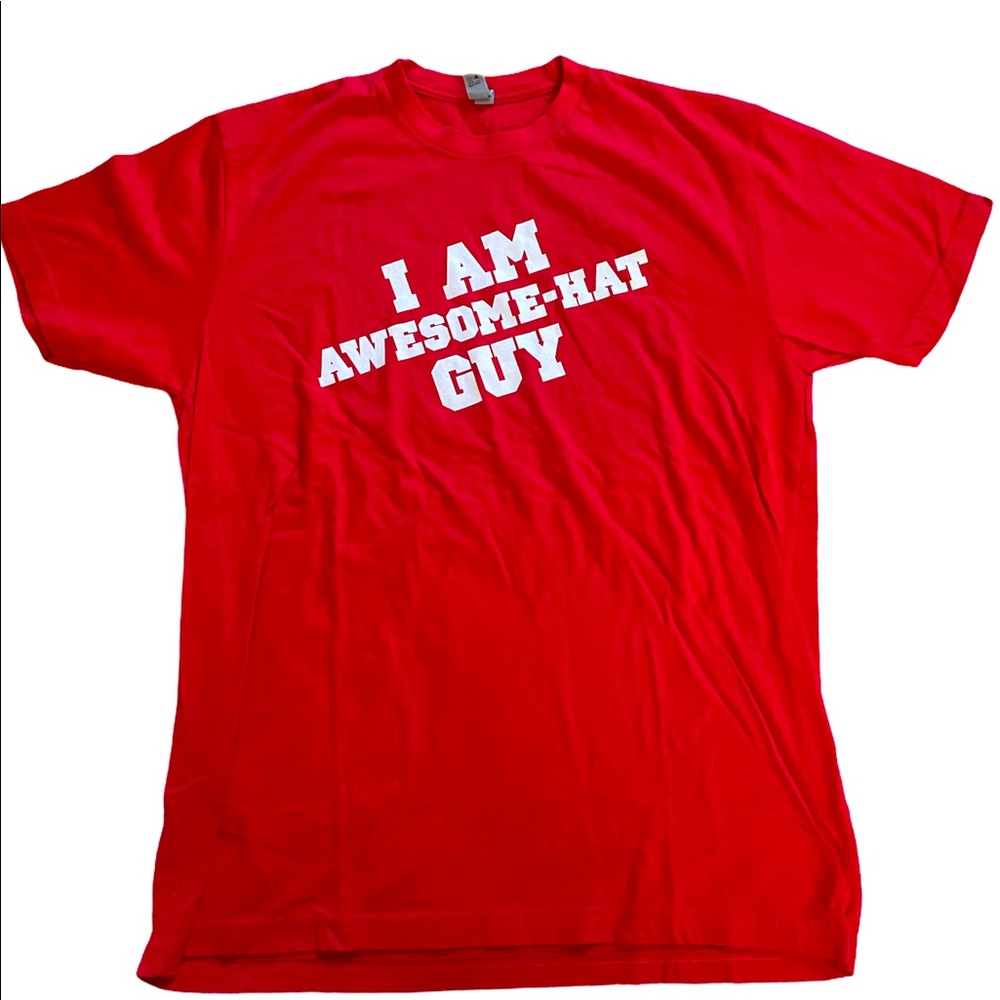 “I Am Awesome-Hat Guy” Red T-Shirt Large New Funny